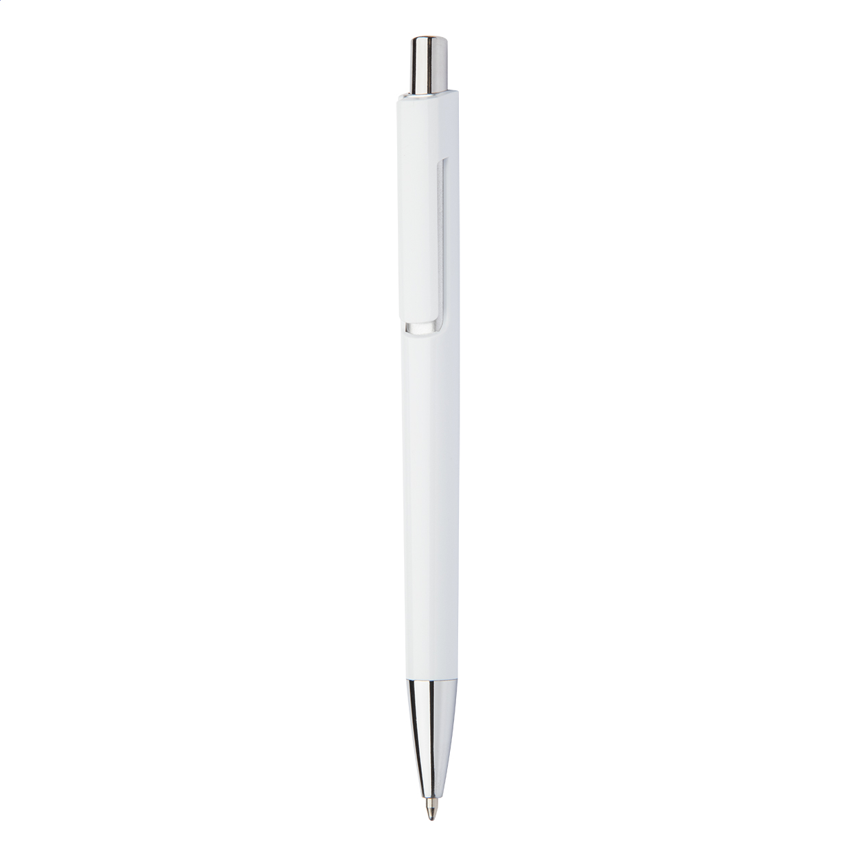 Penna a sfera in plastica con corpo colorato e parti cromate — gadget promozionale personalizzabile con il tuo logo