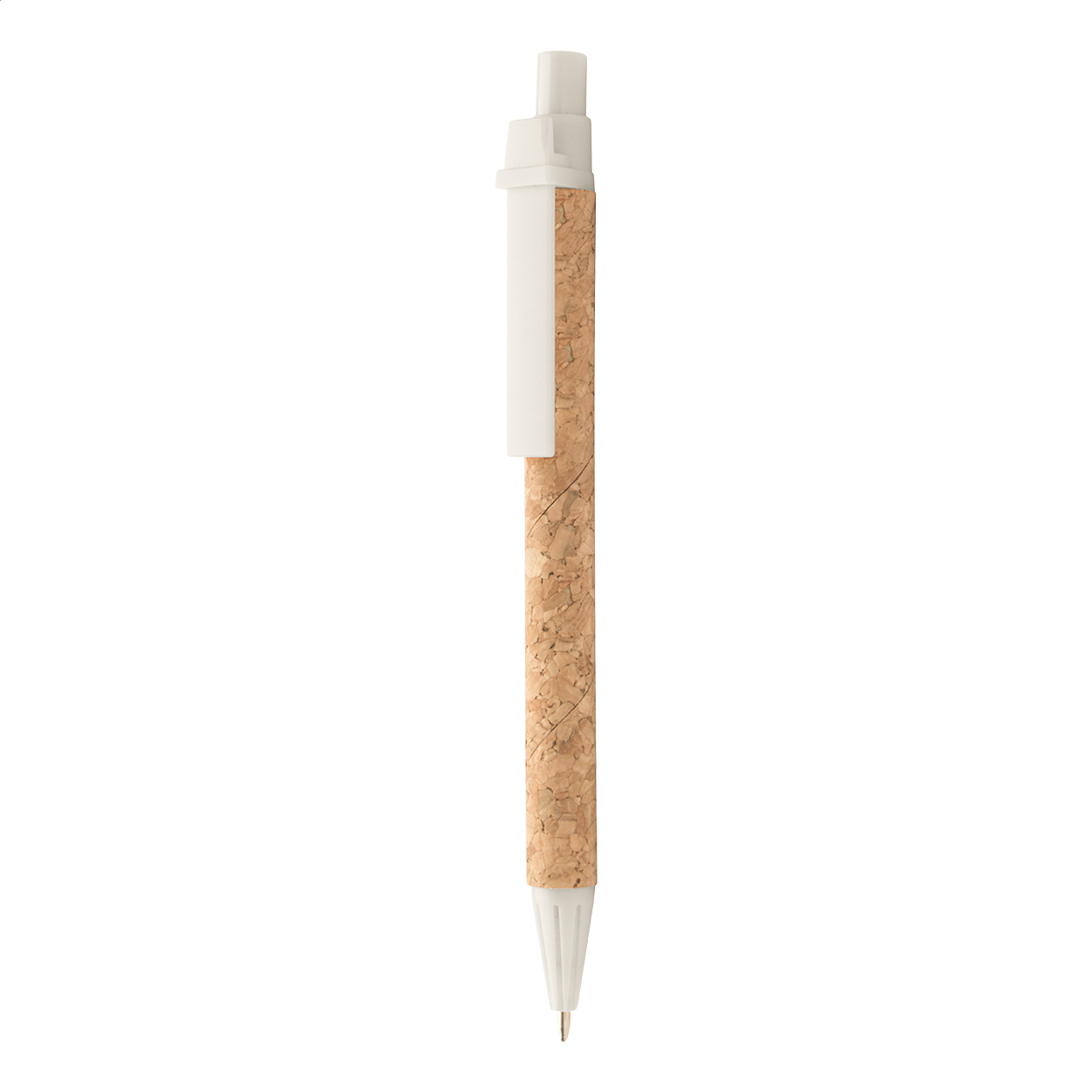 Penna a sfera in carta riciclata rivestita in sughero con parti in plastica — gadget promozionale personalizzabile con il tuo logo