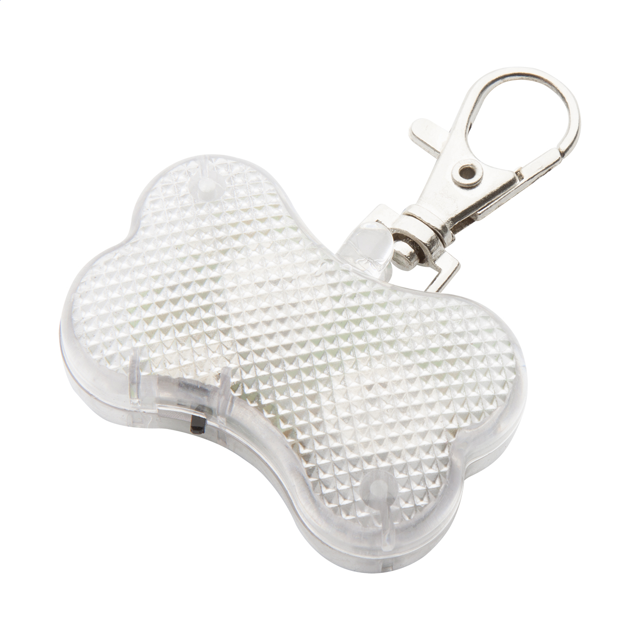 Luce di sicurezza per animali domestici a forma di osso con LED lampeggiante — gadget promozionale personalizzabile con il tuo logo
