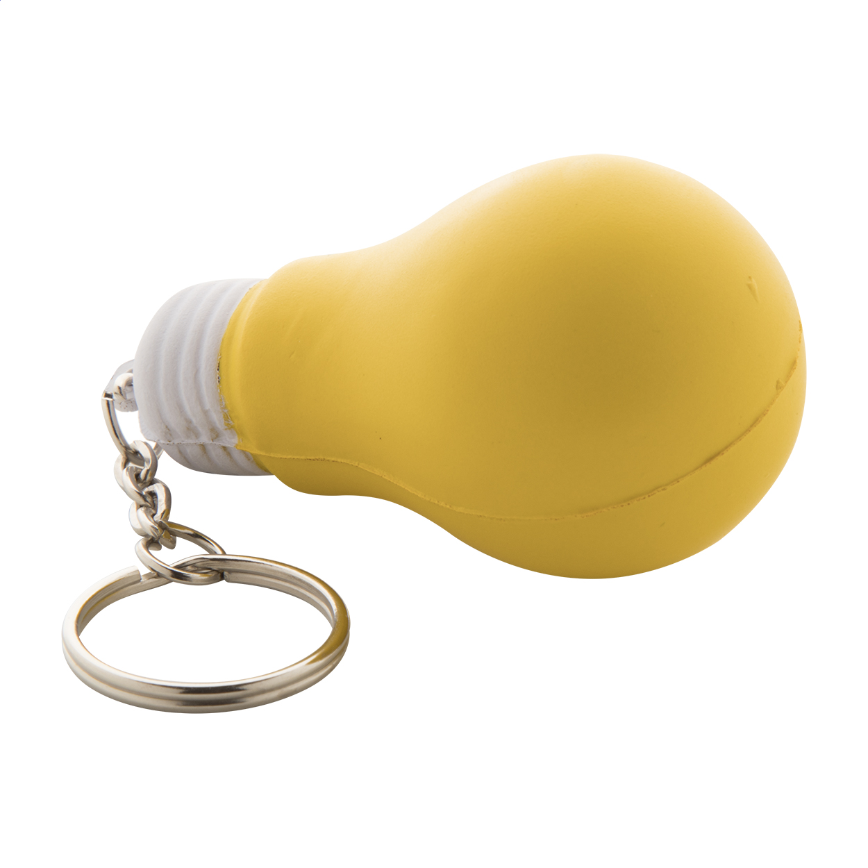 Portachiavi antistress a forma di lampadina — gadget promozionale personalizzabile con il tuo logo