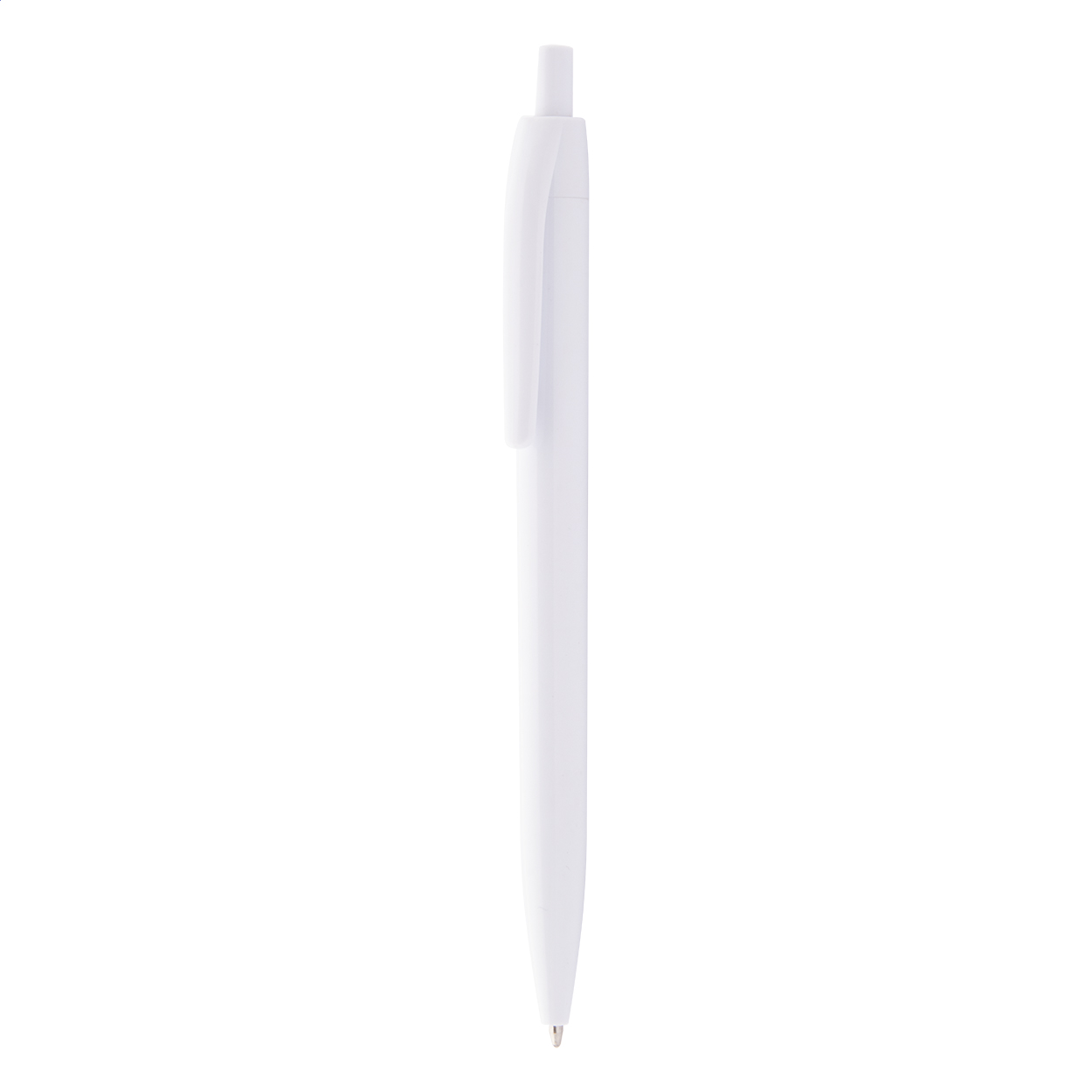 Penna a sfera in plastica con trattamento antibatterico sul corpo della penna, meccanismo a scatto e refill blu — gadget promozionale personalizzabile con il tuo logo