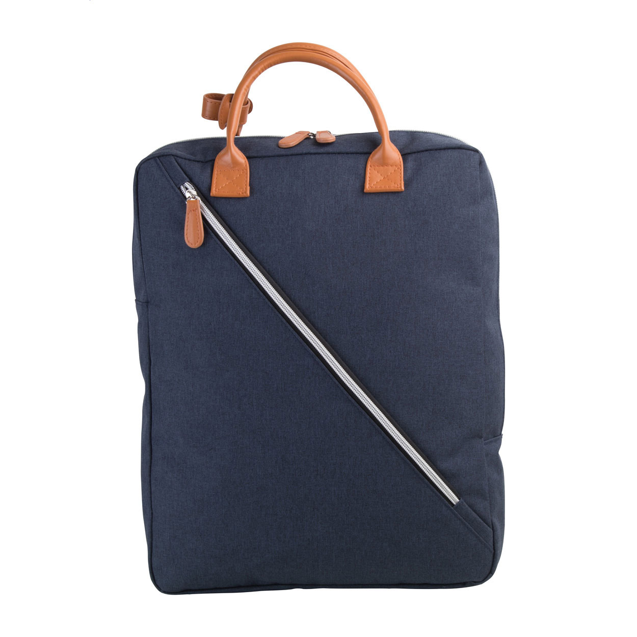 Zaino con scomparti e cerniera, tasca imbottita per computer portatile, manici in pelle PU e tracolla regolabile — gadget promozionale personalizzabile con il tuo logo