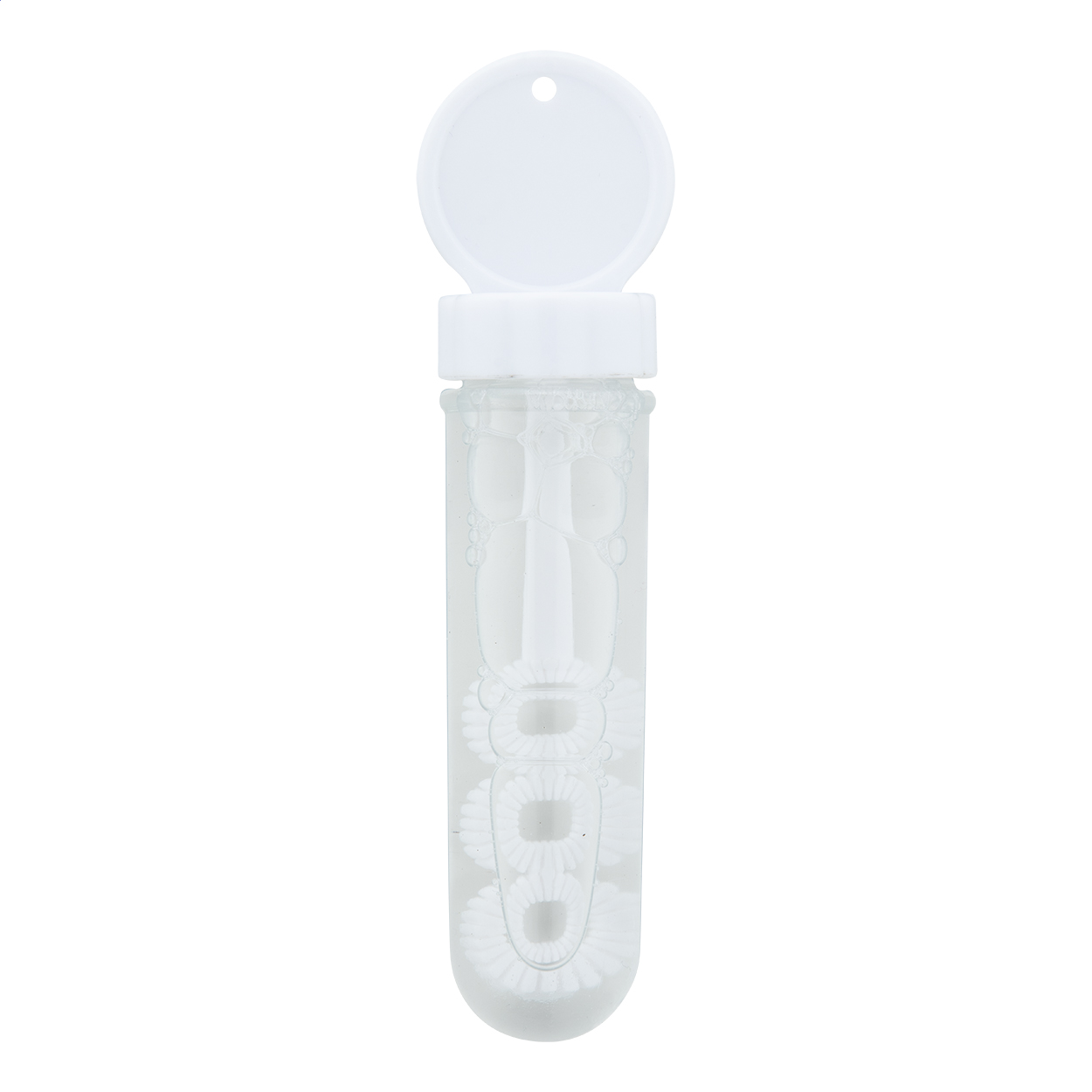 Bolle di sapone in confezione di plastica colorata — gadget promozionale personalizzabile con il tuo logo