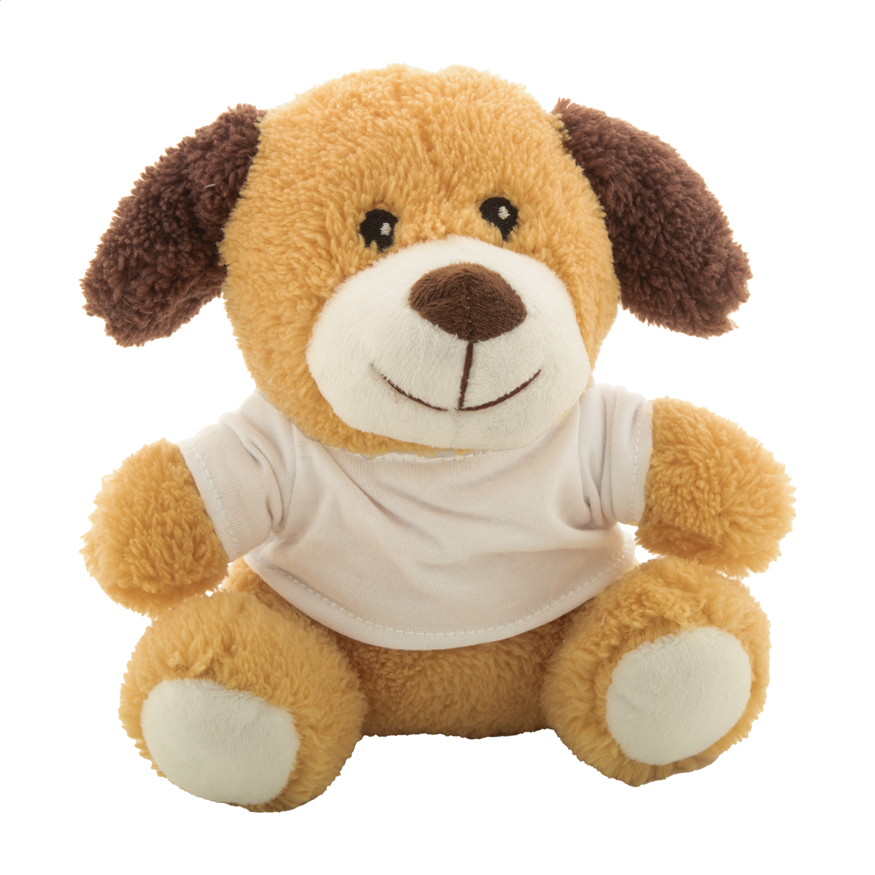 Cane in peluche RPET — gadget promozionale personalizzabile con il tuo logo