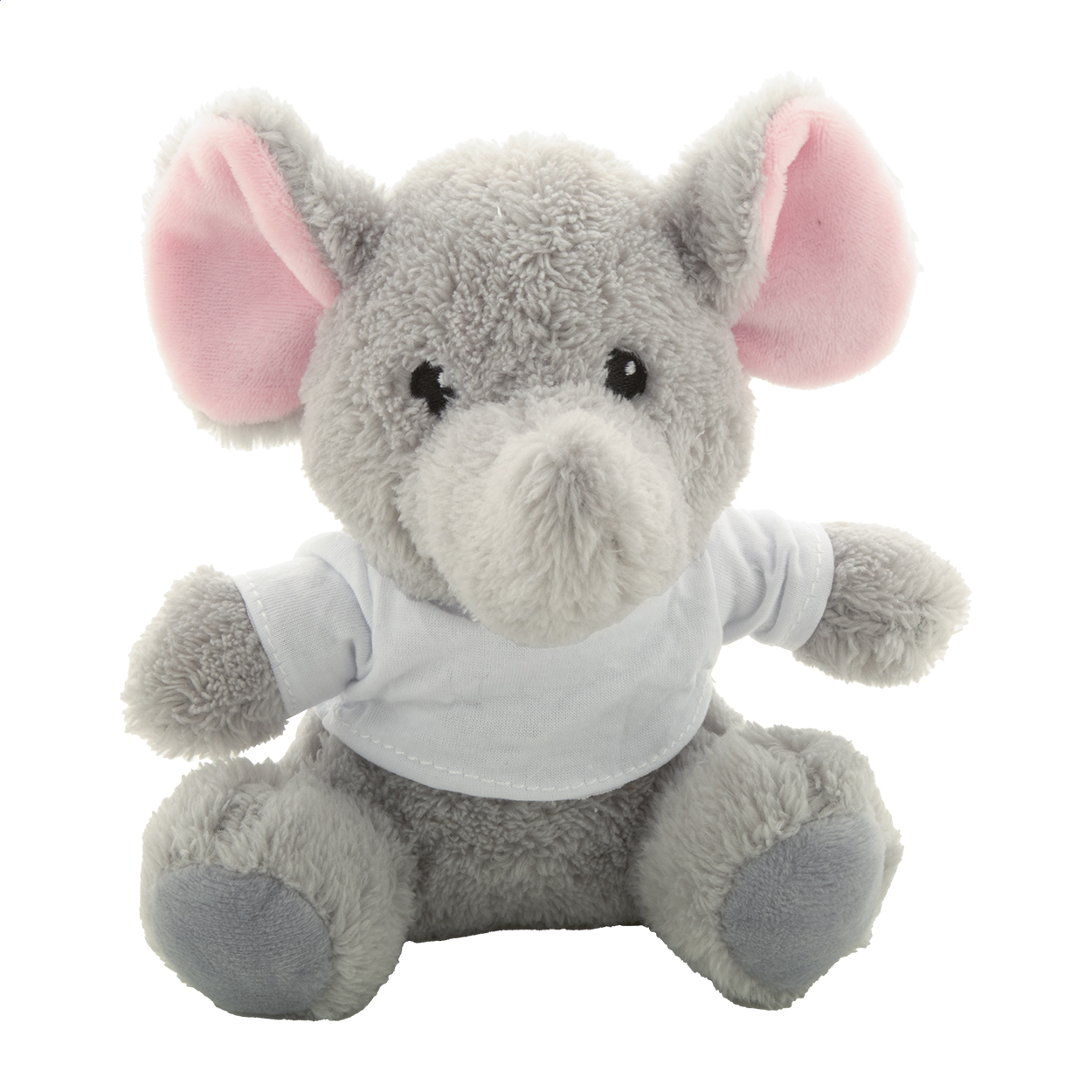 Elefante in peluche RPET — gadget promozionale personalizzabile con il tuo logo