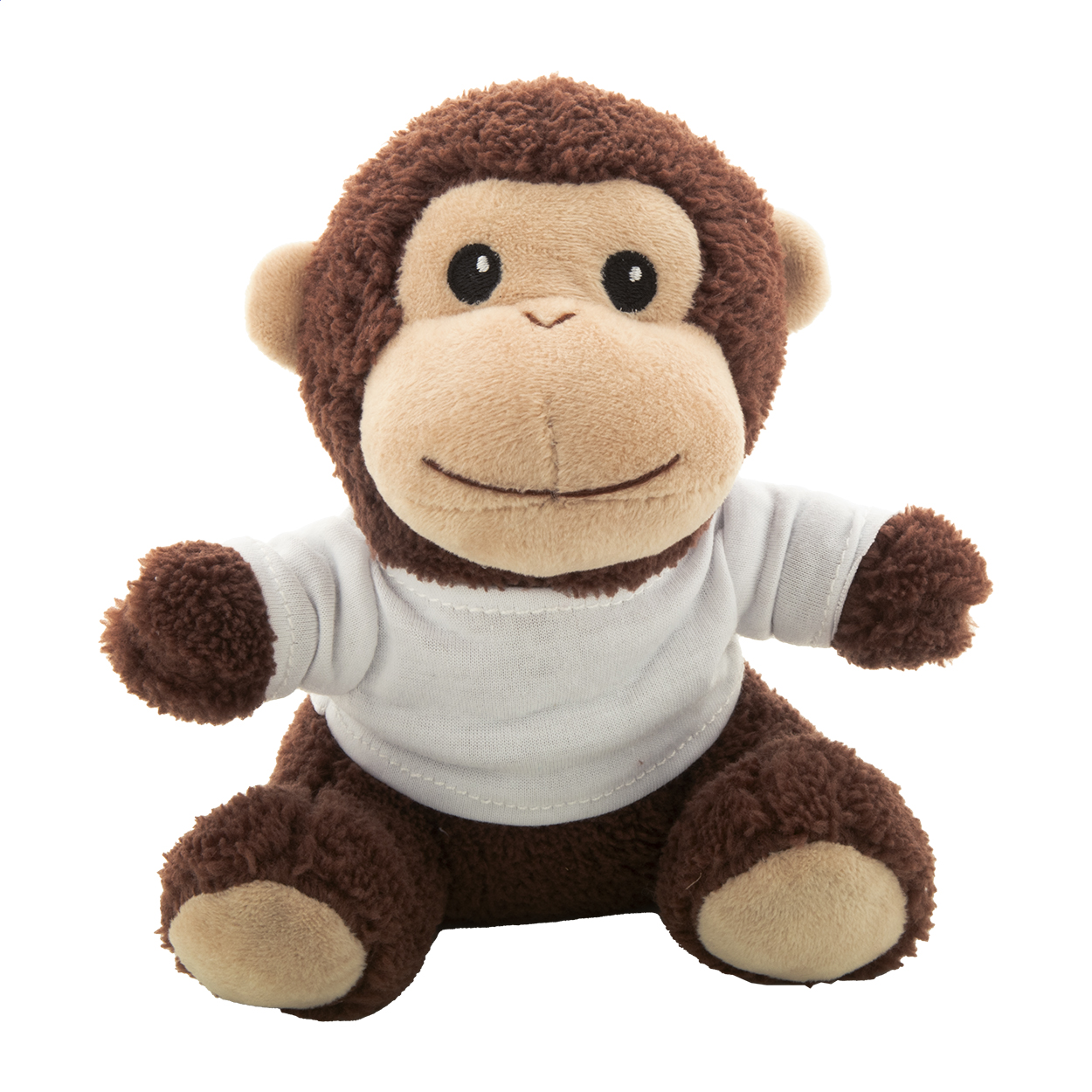 Scimmia in peluche RPET — gadget promozionale personalizzabile con il tuo logo
