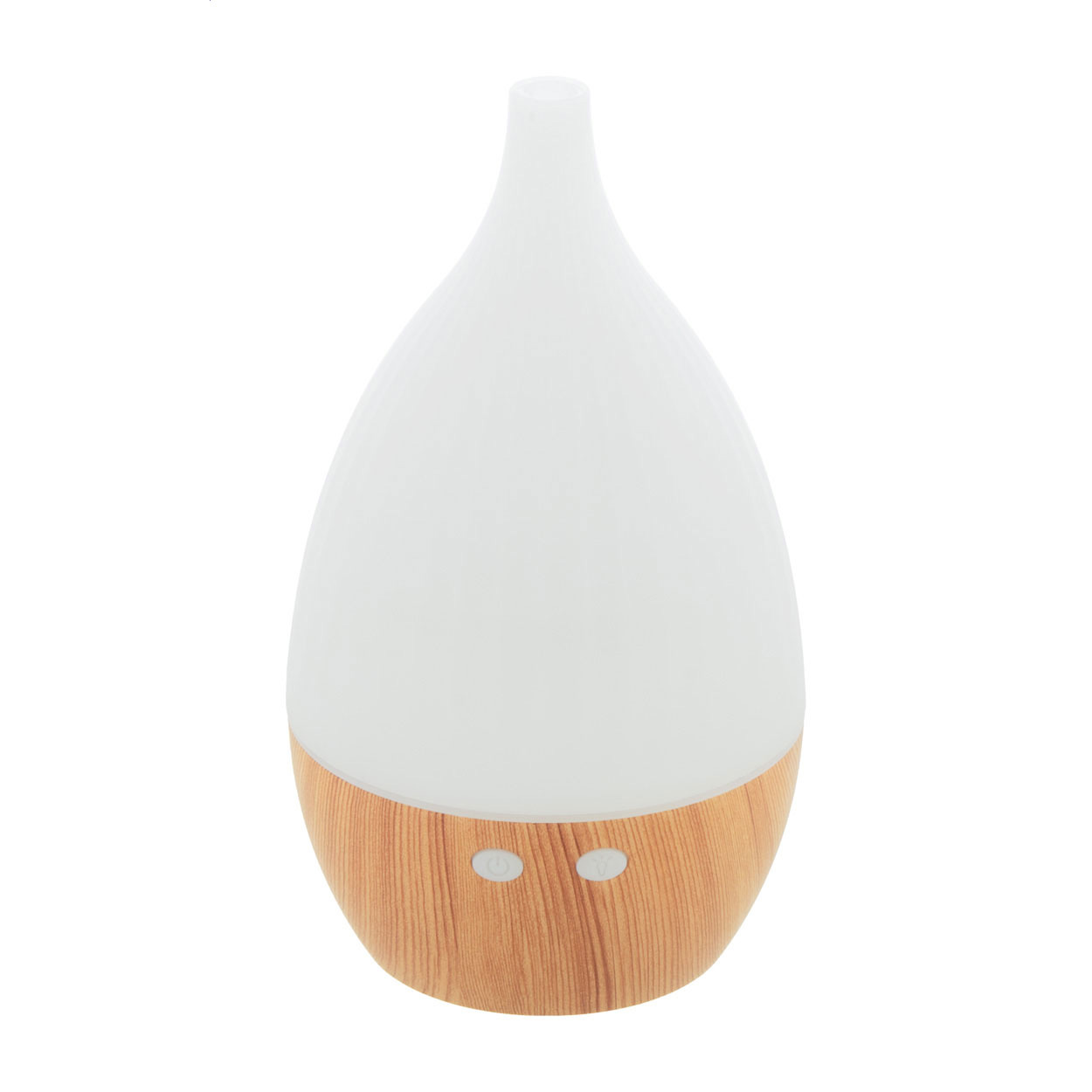 Umidificatore da tavolo in plastica PP riciclata con decorazione in legno e luce LED multicolore — gadget promozionale personalizzabile con il tuo logo
