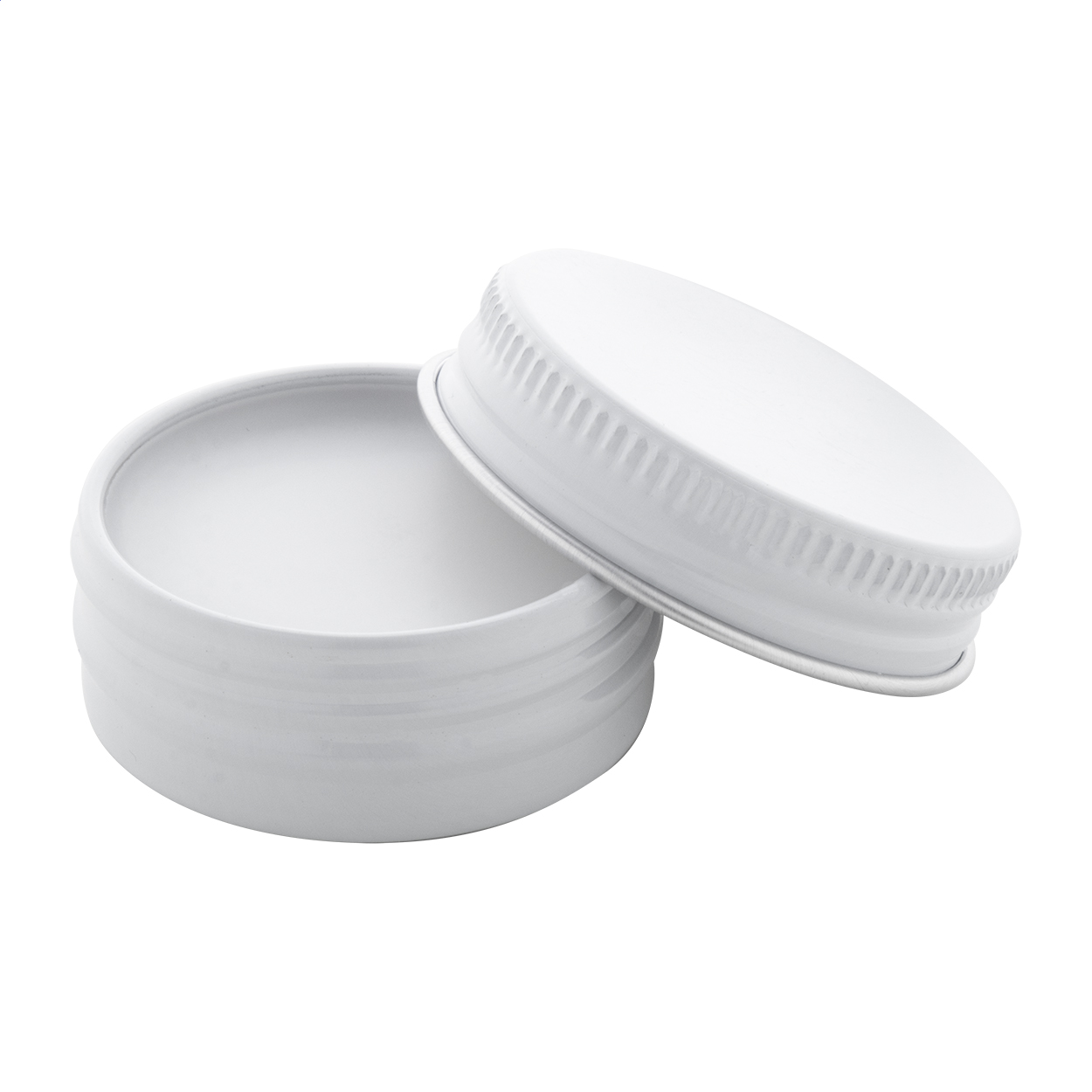 Balsamo labbra alla vaniglia in contenitore di latta con tappo a vite in alluminio riciclato, con protezione SPF15 — gadget promozionale personalizzabile con il tuo logo