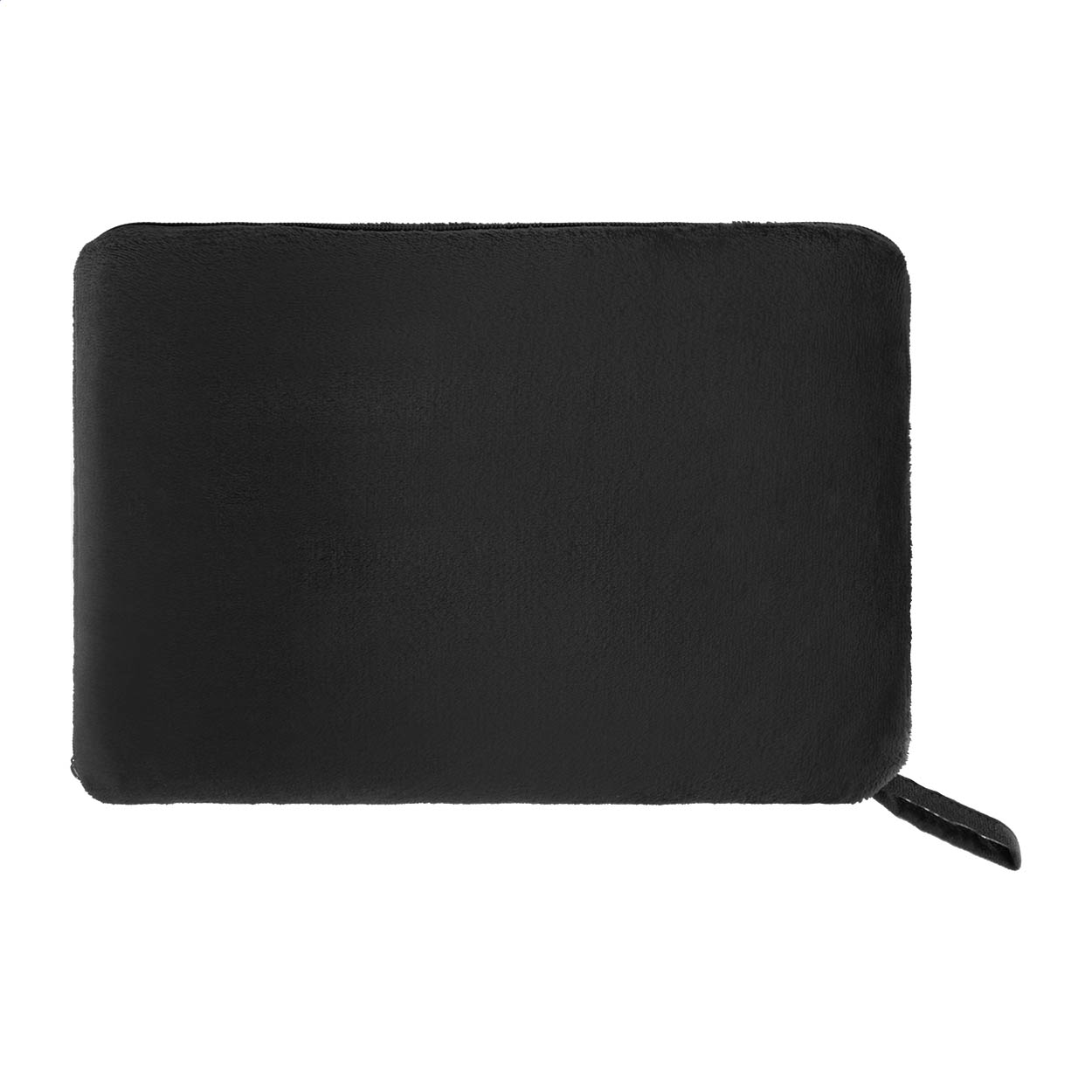 Coperta e cuscino da viaggio 2 in 1 in flanella RPET (220 gr/m²) con chiusura a cerniera e cinturino per trolley — gadget promozionale personalizzabile con il tuo logo
