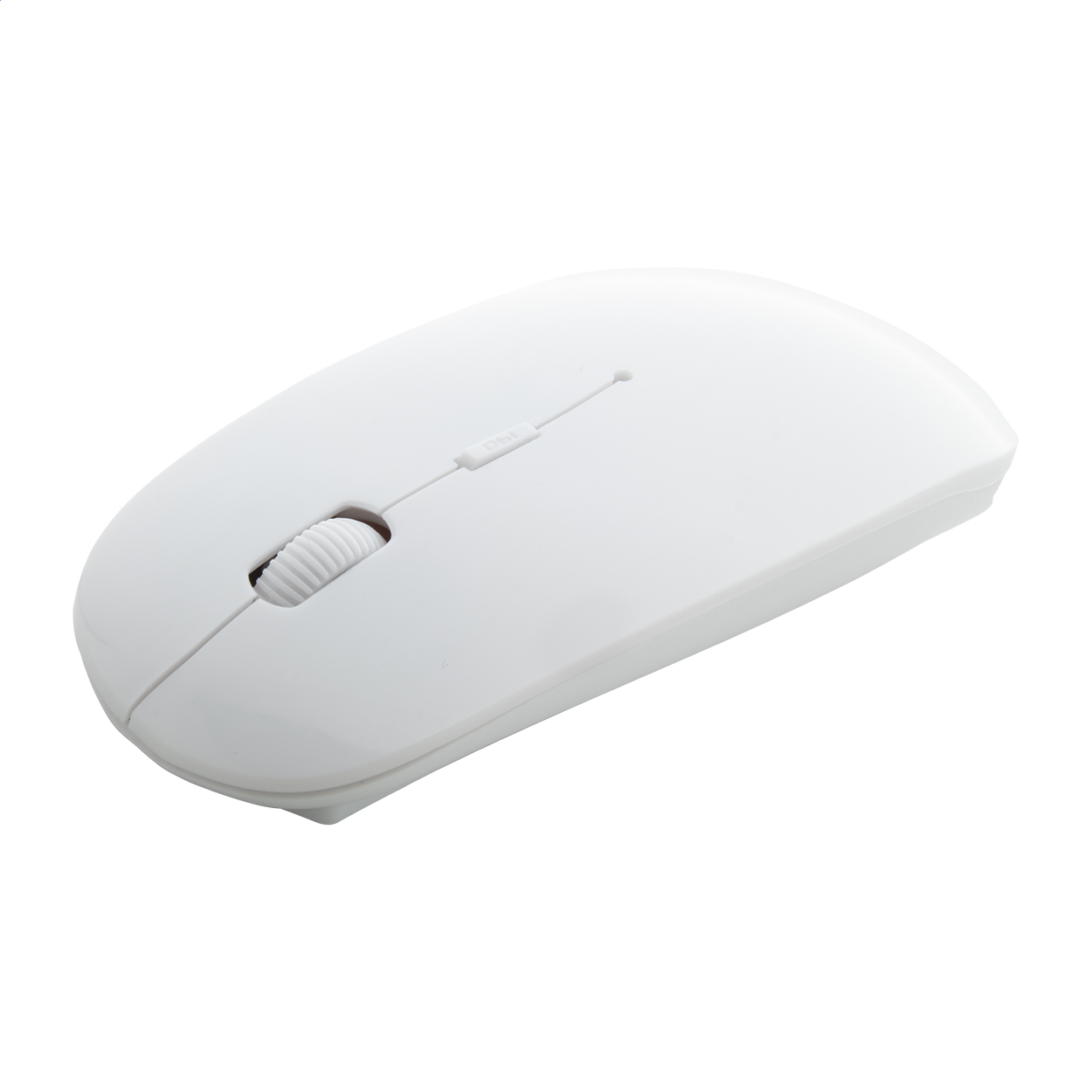 Mouse ottico wireless in plastica — gadget promozionale personalizzabile con il tuo logo