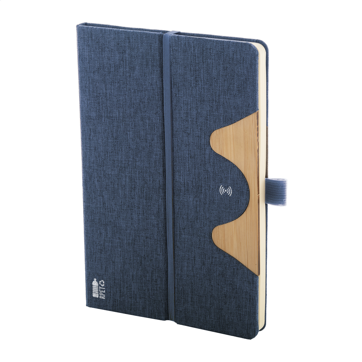 quaderno in RPET con caricatore wireless — gadget promozionale personalizzabile con il tuo logo