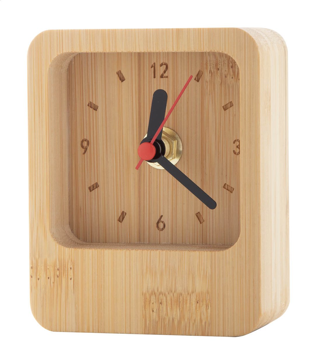 Orologio da tavolo in bambù — gadget promozionale personalizzabile con il tuo logo