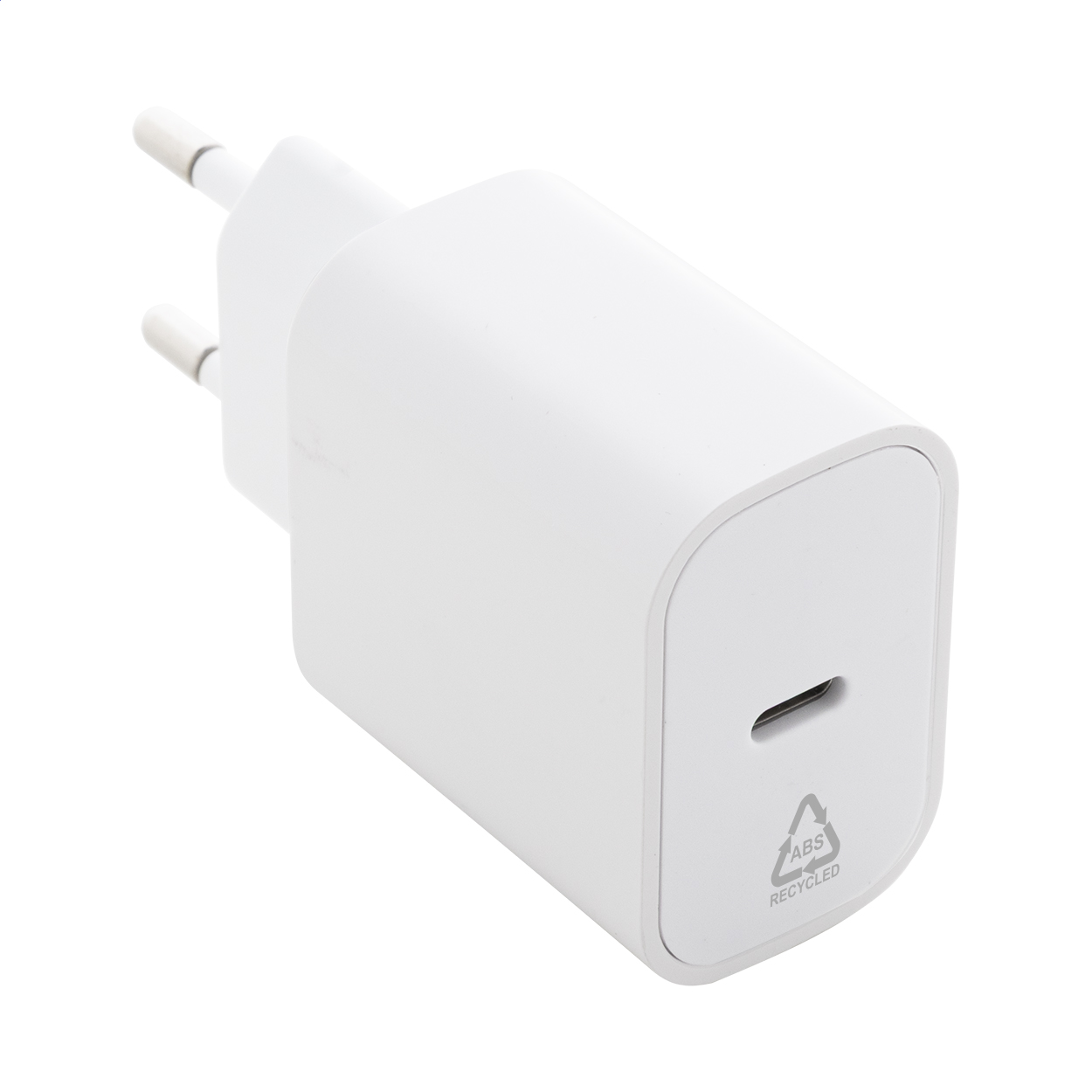 Caricatore da parete USB C in RABS — gadget promozionale personalizzabile con il tuo logo