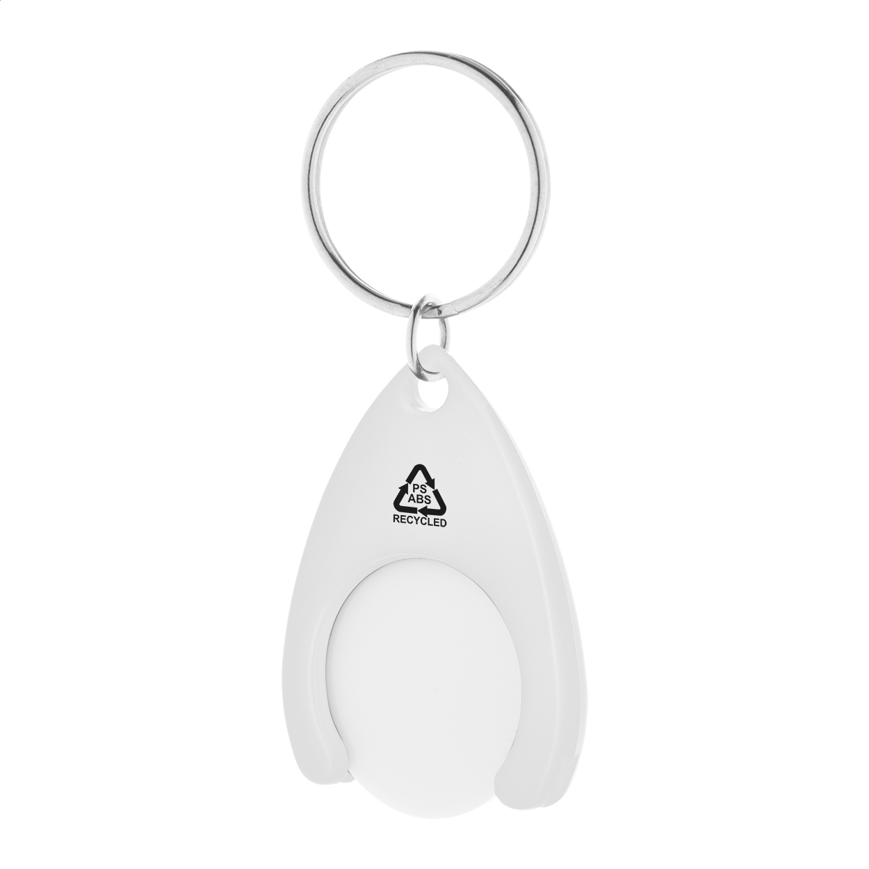 Portachiavi in RABS con gettone carrello — gadget promozionale personalizzabile con il tuo logo