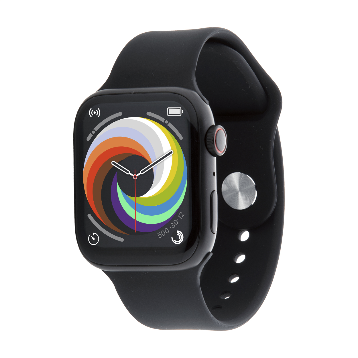 Smartwatch wireless multifunzionale con cassa in metallo, schermo touch screen TFT da 1,85", batteria ricaricabile da 180 mAh e cinturino in silicone — gadget promozionale personalizzabile con il tuo logo