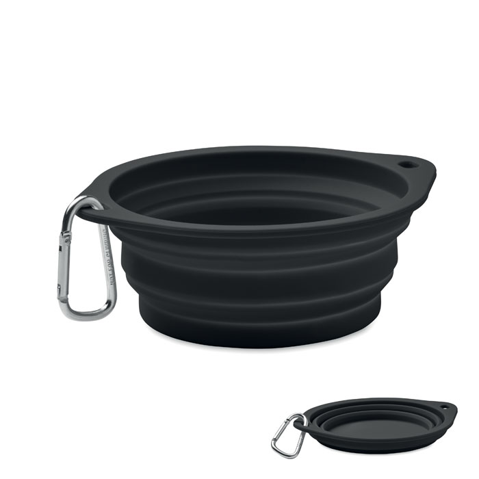 Ciotola portatile pieghevole in silicone per bere o mangiare con moschettone — Drinkware & Lunch personalizzabile con il tuo logo