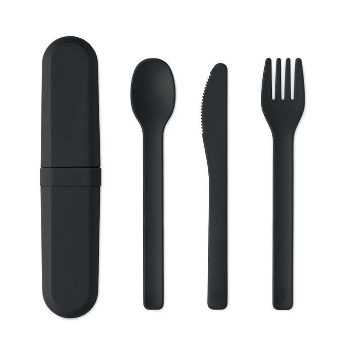 Set di posate riutilizzabili in custodia in PLA — Drinkware & Lunch personalizzabile con il tuo logo