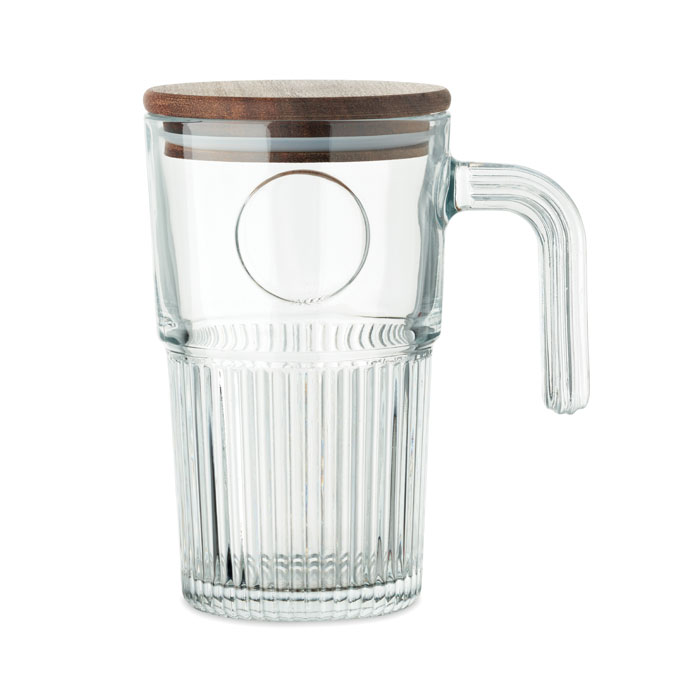 Tazza in vetro da 450 ml — Drinkware & Lunch personalizzabile con il tuo logo