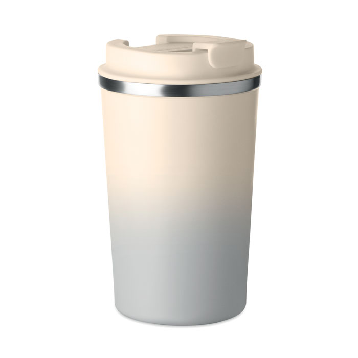 Bicchiere a doppio strato in acciaio inox riciclato (90% acciaio inox riciclato e 10% acciaio inox) con coperchio in PP — Drinkware & Lunch personalizzabile con il tuo logo