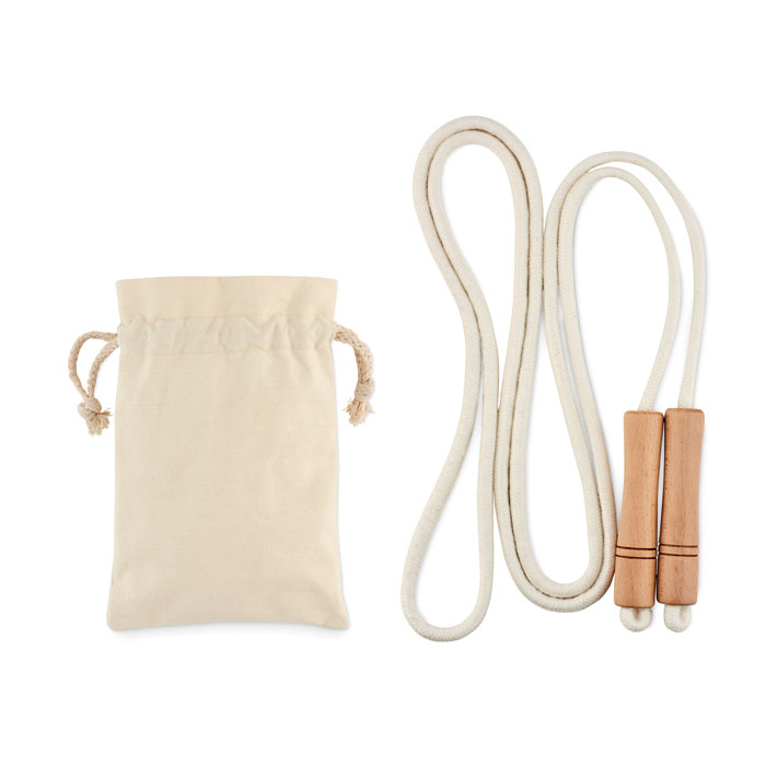 Corda per saltare in cotone con manici in legno — Sport & Outdoor personalizzabile con il tuo logo