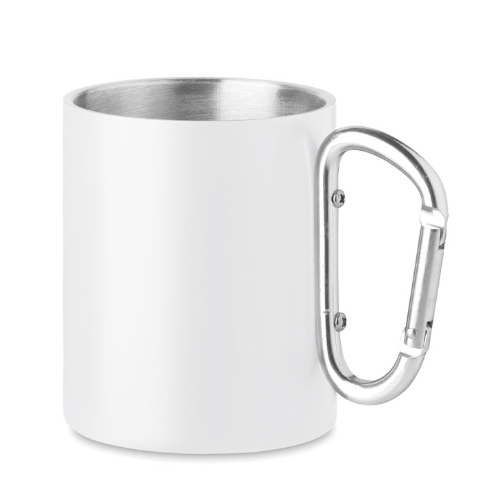 Tazza vintage doppio strato in metallo sublimato con manico a moschettone — Drinkware & Lunch personalizzabile con il tuo logo
