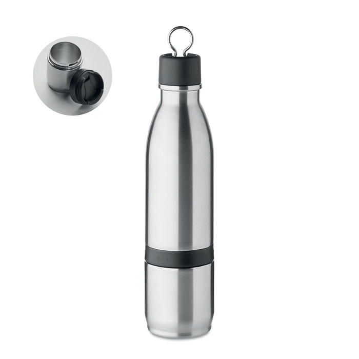 Bottiglia isolata sottovuoto a doppio strato in acciaio inox 2 in 1 con bicchiere removibile — Drinkware & Lunch personalizzabile con il tuo logo