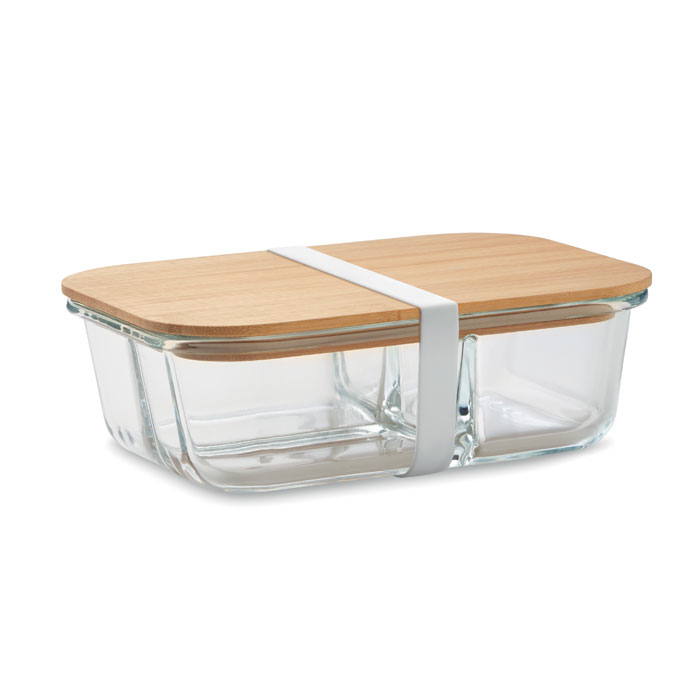 Porta pranzo in vetro e bamboo — Drinkware & Lunch personalizzabile con il tuo logo