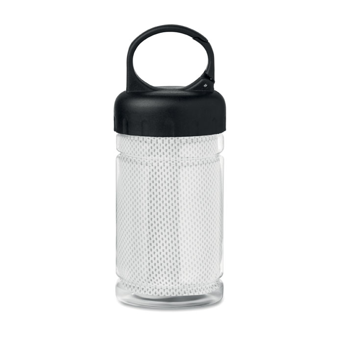 Contenitore in PET con asciugamano sportivo in microfibra all'interno — Sport & Outdoor personalizzabile con il tuo logo