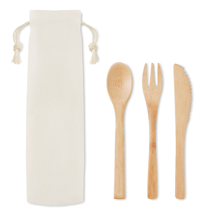 Set posate in bamboo — Drinkware & Lunch personalizzabile con il tuo logo