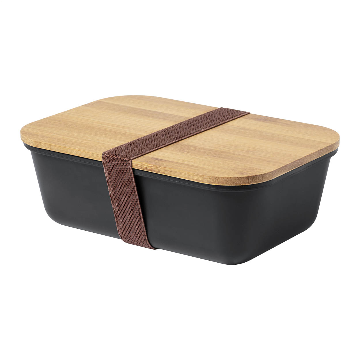 Contenitore per il pranzo in plastica PP con coperchio in bambù e cinturino elastico — Drinkware & Lunch personalizzabile con il tuo logo