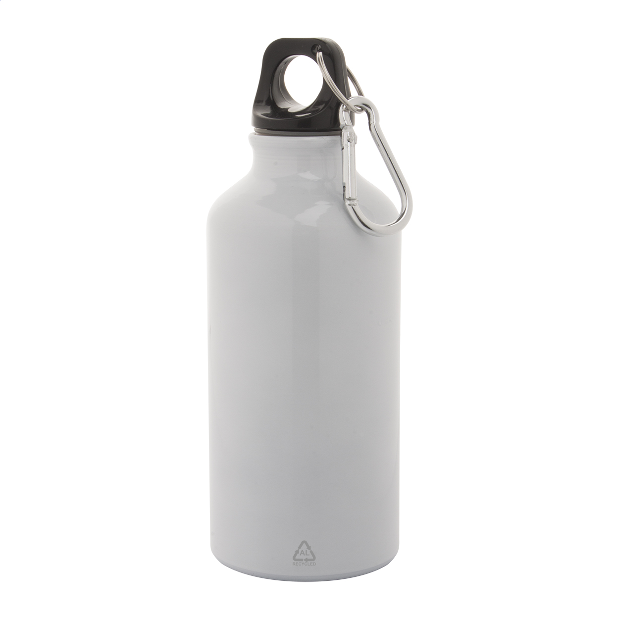 Borraccia da 400 ml in alluminio e moschettone in alluminio riciclato — Drinkware & Lunch personalizzabile con il tuo logo