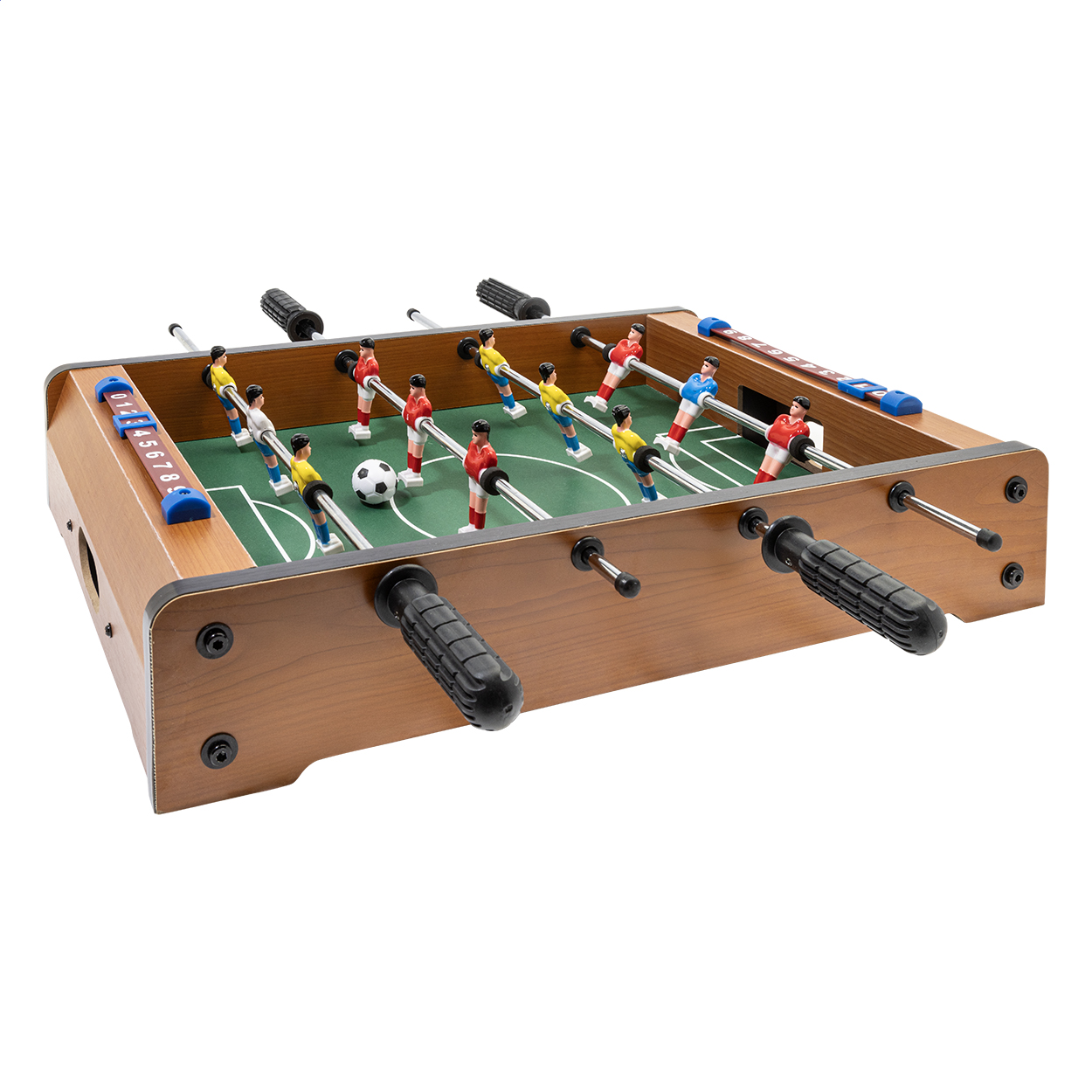 Mini calcio balilla realizzato in legno MDF con 2 palline e cursori per il punteggio — Sport & Outdoor personalizzabile con il tuo logo