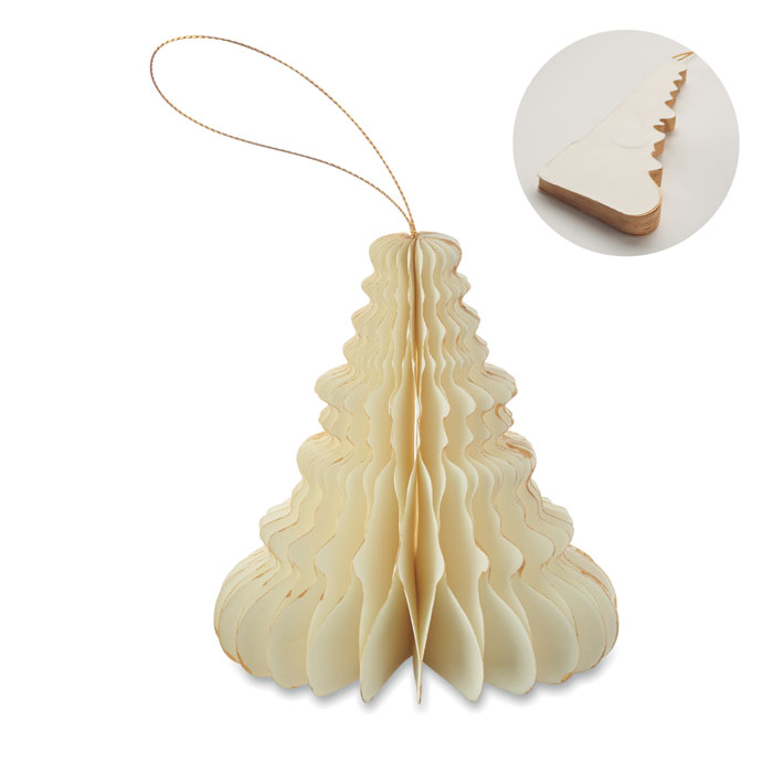 Decorazione da appendere per albero di Natale in carta pieghevole con chiusura a calamita — gadget promozionale personalizzabile con il tuo logo