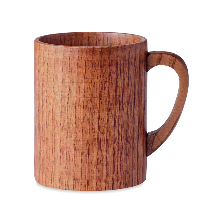 Tazza in legno di quercia integrale — gadget promozionale personalizzabile con il tuo logo